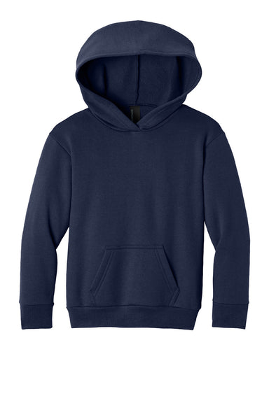 Port & Company PC68YH Youth Easy Fleece Hooded Sweatshirt Hoodie w/ Pouch Pocket True Navy Blue Flat Front
