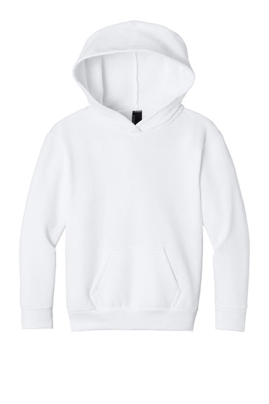 Port & Company PC68YH Youth Easy Fleece Hooded Sweatshirt Hoodie w/ Pouch Pocket White Flat Front