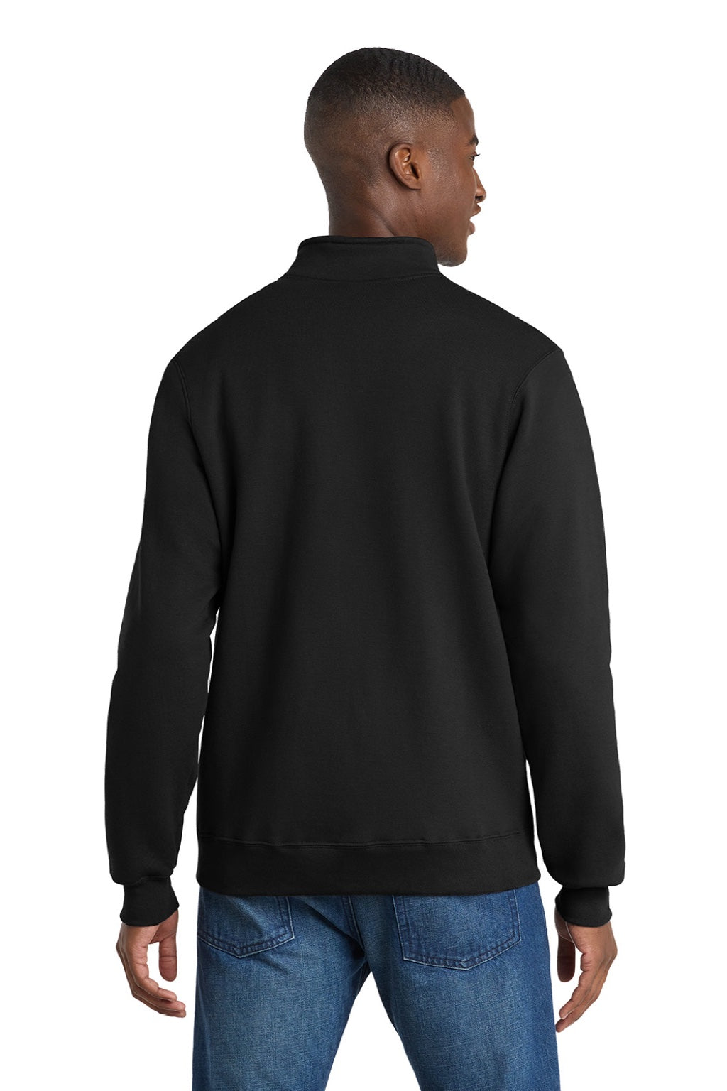 Port & Company PC78FZ Mens Core Fleece Full Zip Sweatshirt w/ Pockets Jet Black Model Back