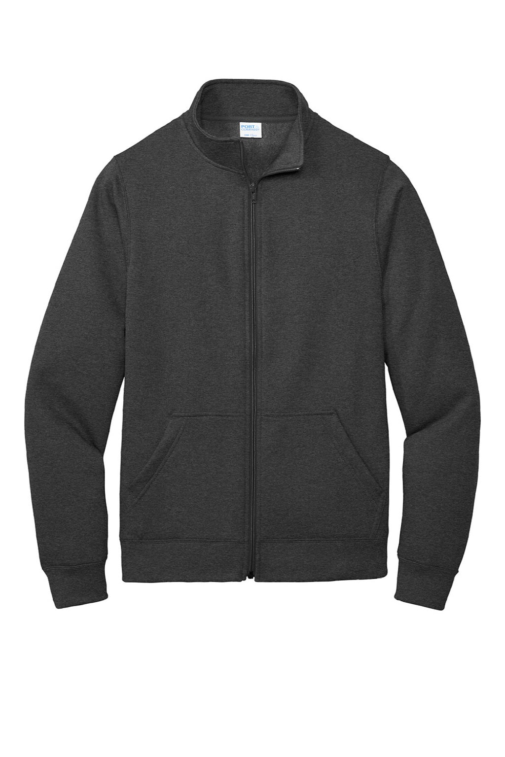 Port & Company PC78FZ Mens Core Fleece Full Zip Sweatshirt w/ Pockets Heather Dark Grey Flat Front