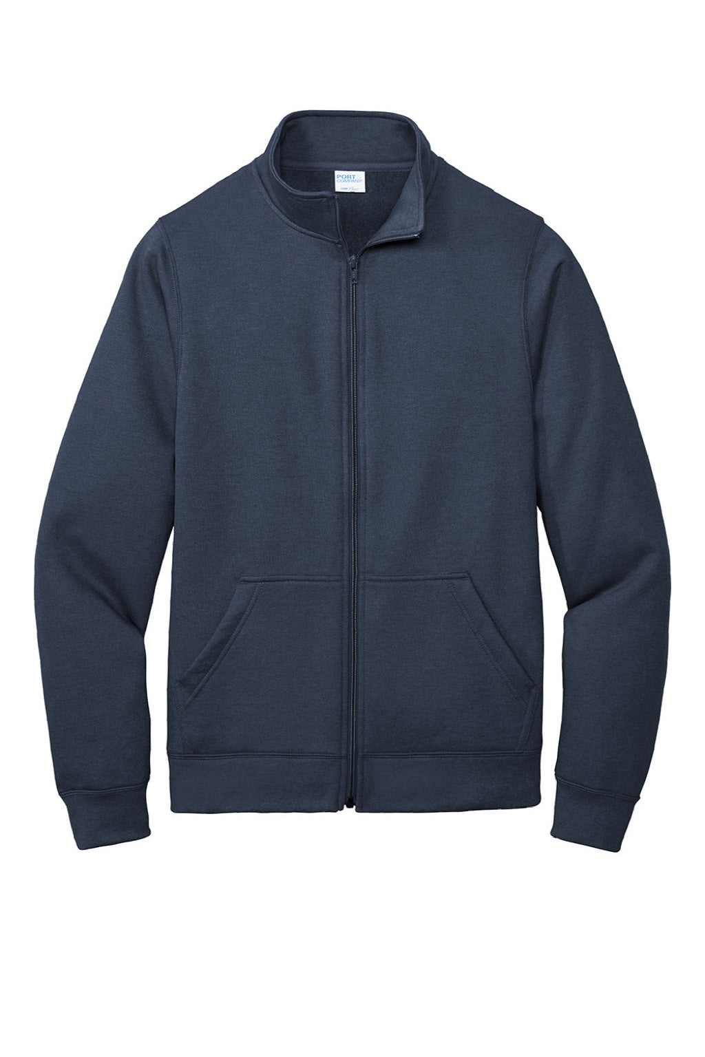 Port & Company PC78FZ Mens Core Fleece Full Zip Sweatshirt w/ Pockets Navy Blue Flat Front
