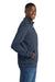 Port & Company PC78FZ Mens Core Fleece Full Zip Sweatshirt w/ Pockets Navy Blue Model Side