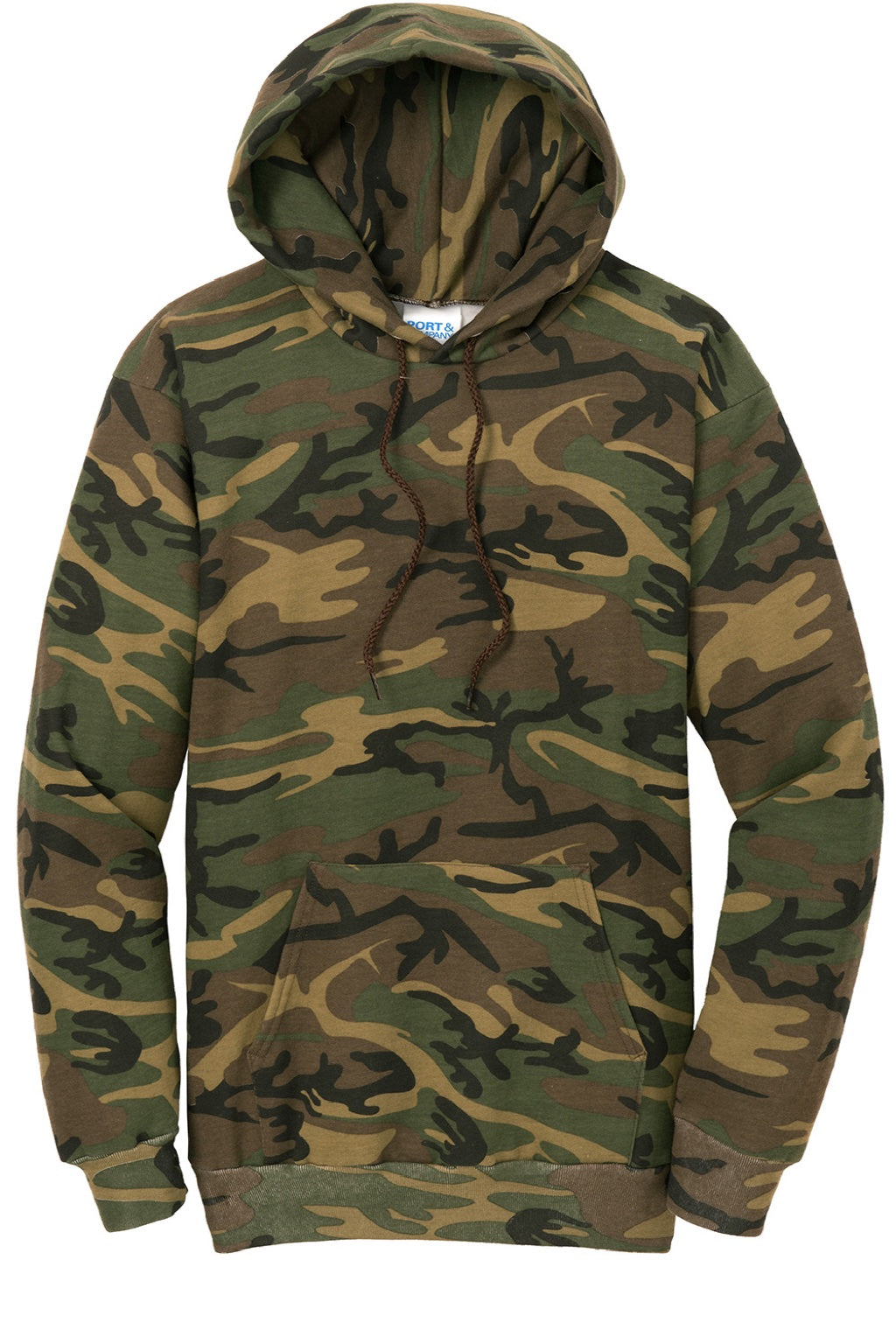 Port & Company PC78HC Mens Core Pill Resistant Fleece Hooded Sweatshirt Hoodie w/ Pouch Pocket Military Camo Flat Front