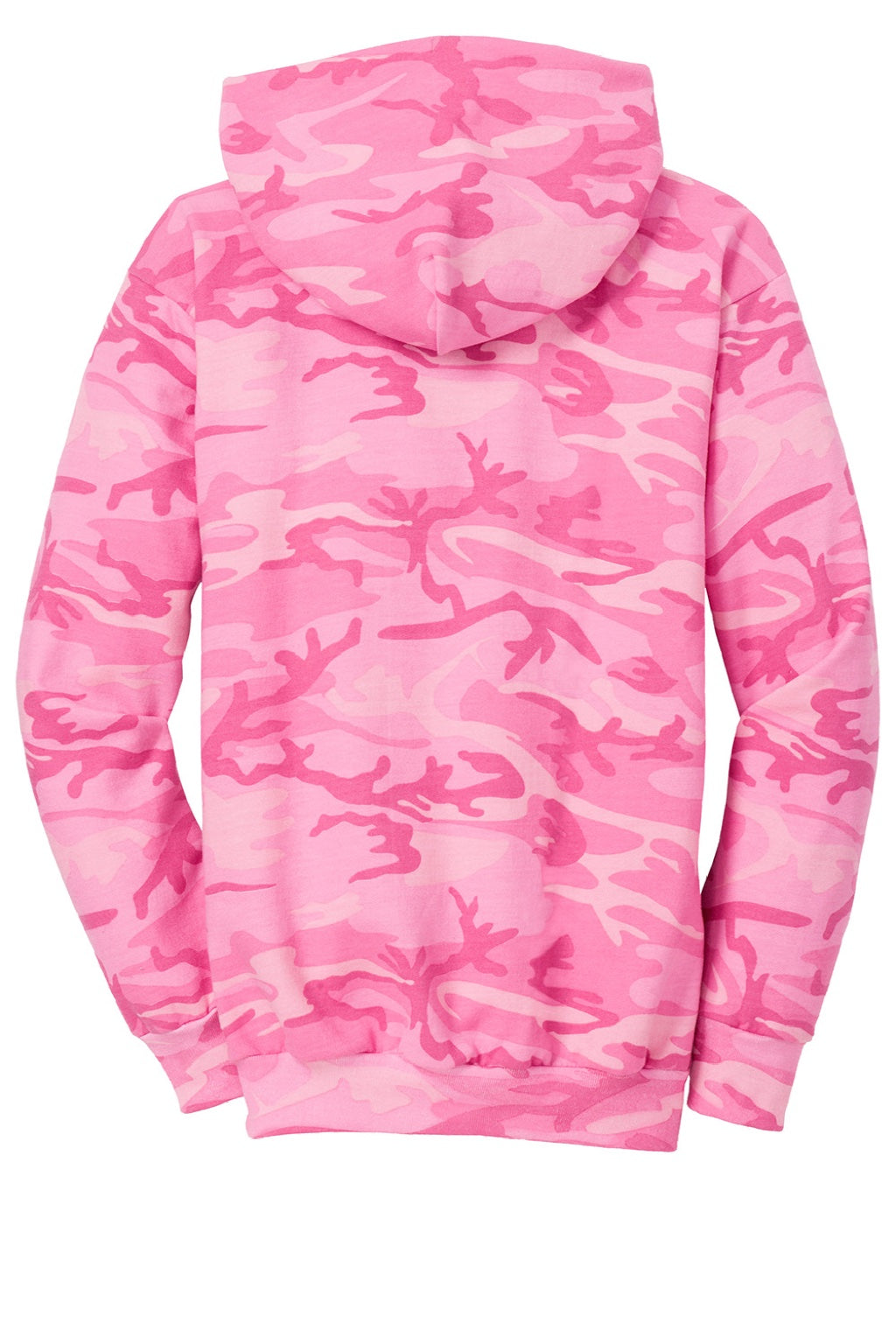 Port & Company PC78HC Mens Core Pill Resistant Fleece Hooded Sweatshirt Hoodie w/ Pouch Pocket Pink Camo Flat Back