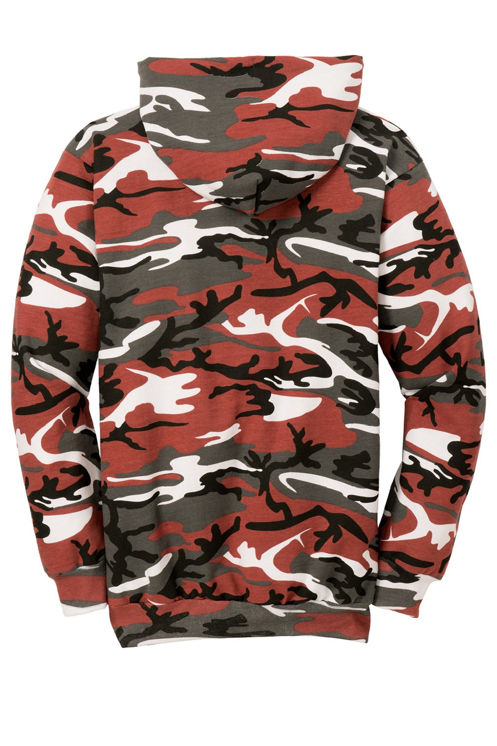 Port & Company PC78HC Mens Core Pill Resistant Fleece Hooded Sweatshirt Hoodie w/ Pouch Pocket Red Camo Flat Back