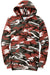 Port & Company PC78HC Mens Core Pill Resistant Fleece Hooded Sweatshirt Hoodie w/ Pouch Pocket Red Camo Flat Front