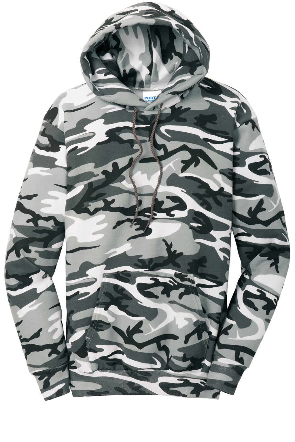 Port & Company PC78HC Mens Core Pill Resistant Fleece Hooded Sweatshirt Hoodie w/ Pouch Pocket Winter Camo Flat Front