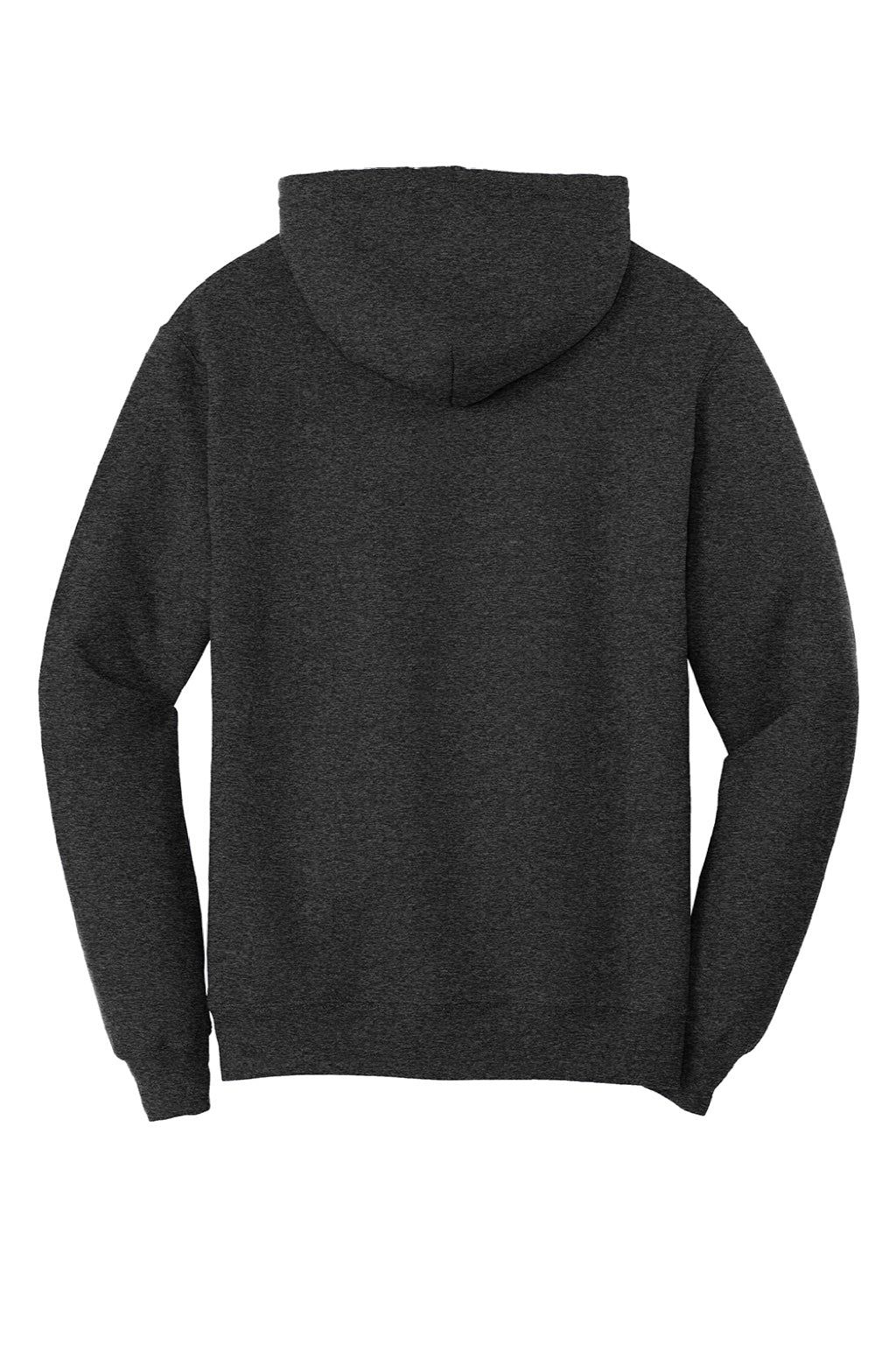 Port & Company PC78H/PC78HT Mens Core Pill Resistant Fleece Hooded Sweatshirt Hoodie w/ Pouch Pocket Heather Black Flat Back