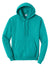 Port & Company PC78H/PC78HT Mens Core Pill Resistant Fleece Hooded Sweatshirt Hoodie w/ Pouch Pocket Bright Aqua Blue Flat Front