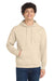 Port & Company PC78H/PC78HT Mens Core Pill Resistant Fleece Hooded Sweatshirt Hoodie w/ Pouch Pocket Cream Model Front