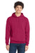Port & Company PC78H/PC78HT Mens Core Pill Resistant Fleece Hooded Sweatshirt Hoodie w/ Pouch Pocket Flush Pink Model Front