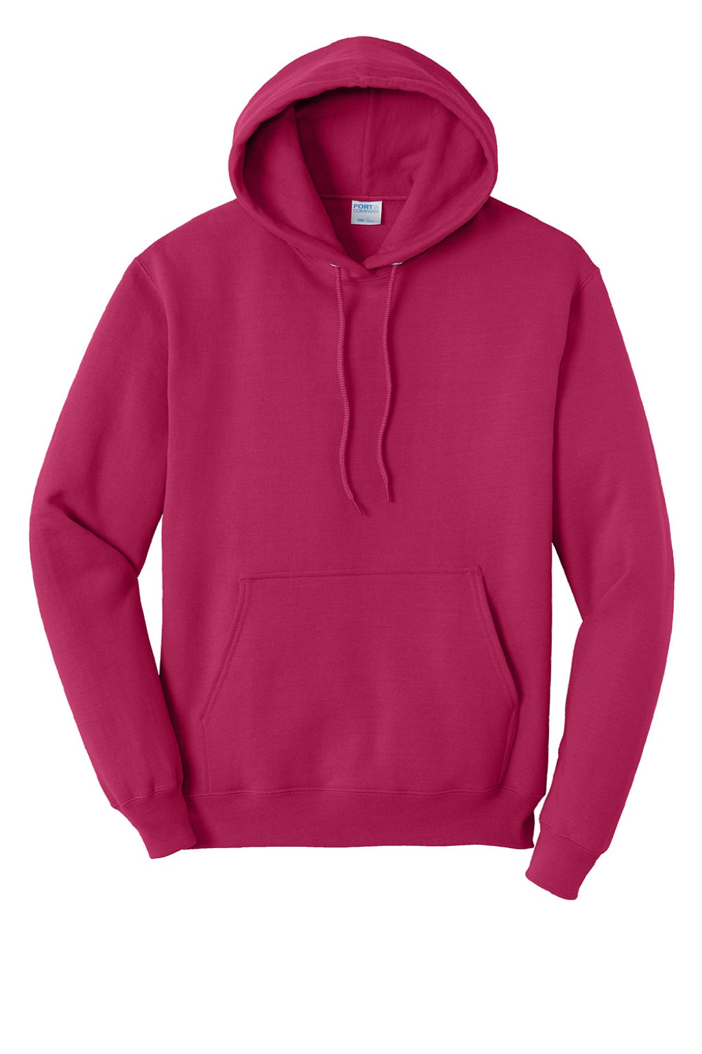Port & Company PC78H/PC78HT Mens Core Pill Resistant Fleece Hooded Sweatshirt Hoodie w/ Pouch Pocket Flush Pink Flat Front