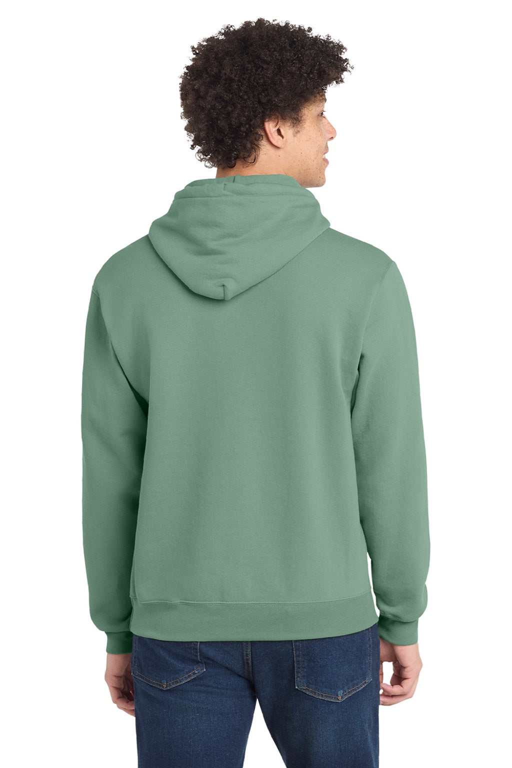 Port & Company PC78H/PC78HT Mens Core Pill Resistant Fleece Hooded Sweatshirt Hoodie w/ Pouch Pocket Laurel Green Model Back