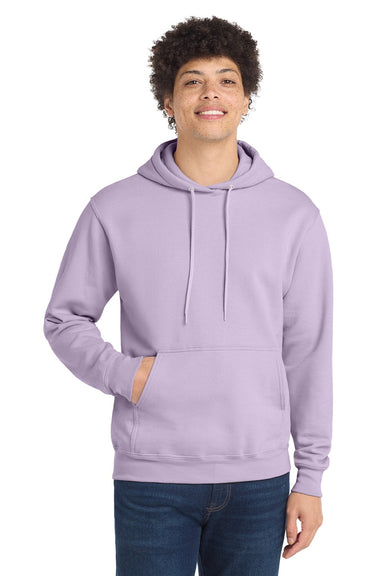 Port & Company PC78H/PC78HT Mens Core Pill Resistant Fleece Hooded Sweatshirt Hoodie w/ Pouch Pocket Lavender Purple Model Front