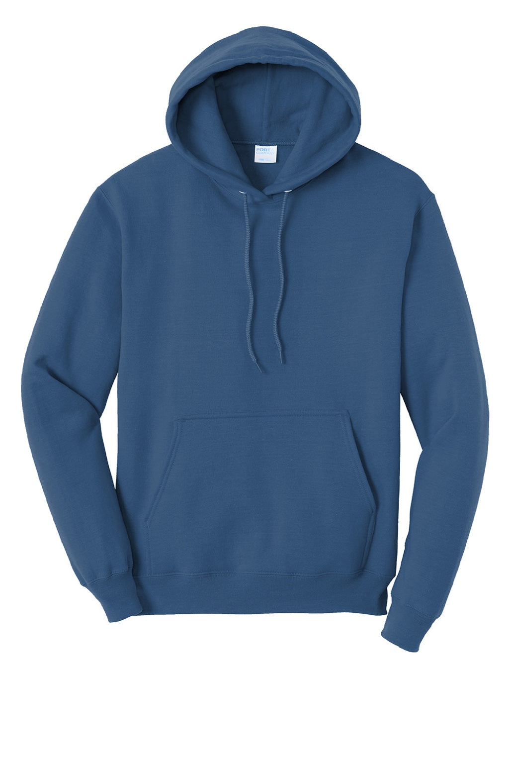 Port & Company PC78H/PC78HT Mens Core Pill Resistant Fleece Hooded Sweatshirt Hoodie w/ Pouch Pocket Neptune Blue Flat Front