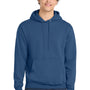 Port & Company Mens Core Pill Resistant Fleece Hooded Sweatshirt Hoodie w/ Pouch Pocket - Neptune Blue - NEW