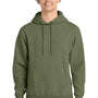 Port & Company Mens Core Pill Resistant Fleece Hooded Sweatshirt Hoodie w/ Pouch Pocket - Heather Olive Drab Green - NEW