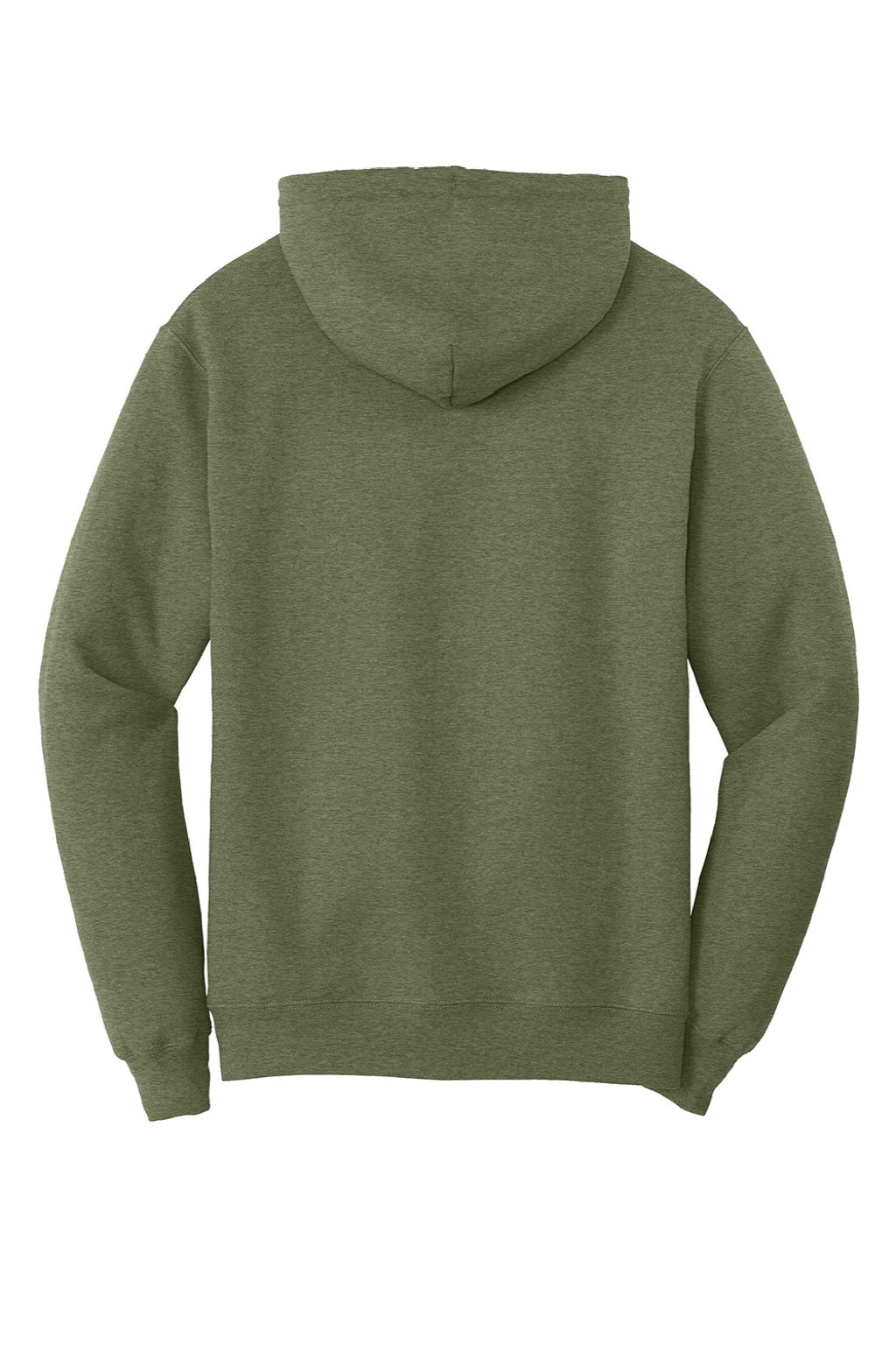 Port & Company PC78H/PC78HT Mens Core Pill Resistant Fleece Hooded Sweatshirt Hoodie w/ Pouch Pocket Heather Olive Drab Green Flat Back