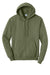 Port & Company PC78H/PC78HT Mens Core Pill Resistant Fleece Hooded Sweatshirt Hoodie w/ Pouch Pocket Heather Olive Drab Green Flat Front