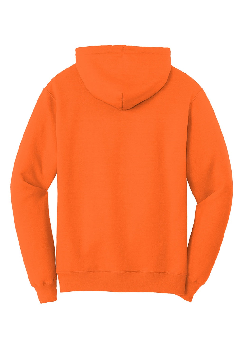 Port & Company PC78H/PC78HT Mens Core Pill Resistant Fleece Hooded Sweatshirt Hoodie w/ Pouch Pocket Safety Orange Flat Back