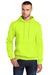 Port & Company PC78H/PC78HT Mens Core Pill Resistant Fleece Hooded Sweatshirt Hoodie w/ Pouch Pocket Safety Green Model Front