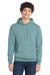 Port & Company PC78H/PC78HT Mens Core Pill Resistant Fleece Hooded Sweatshirt Hoodie w/ Pouch Pocket Stonewashed Blue Model Front