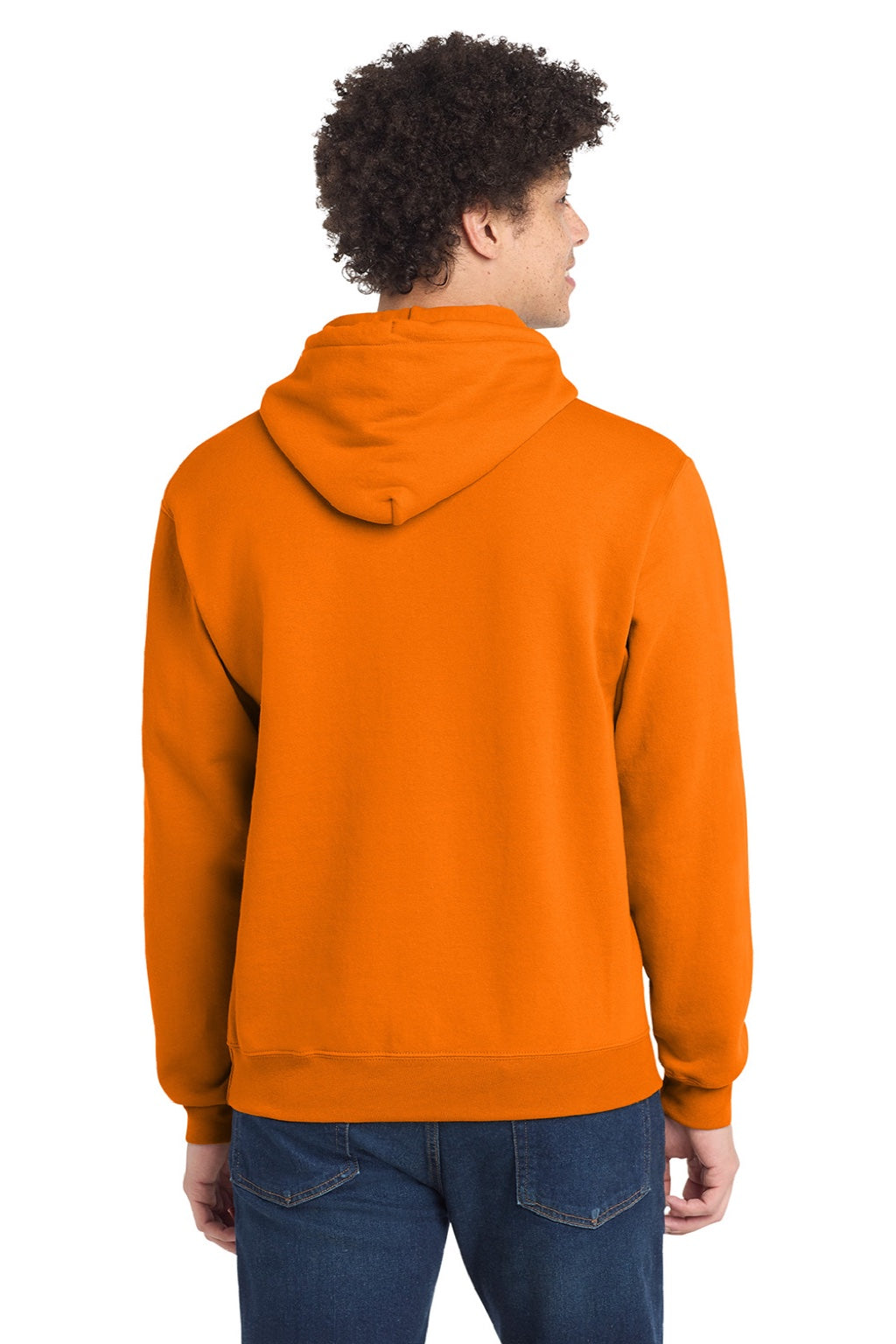 Port & Company PC78H/PC78HT Mens Core Pill Resistant Fleece Hooded Sweatshirt Hoodie w/ Pouch Pocket Tennessee Orange Model Back