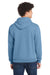 Port & Company PC78H/PC78HT Mens Core Pill Resistant Fleece Hooded Sweatshirt Hoodie w/ Pouch Pocket Tundra Blue Model Back