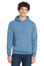 Port & Company PC78H/PC78HT Mens Core Pill Resistant Fleece Hooded Sweatshirt Hoodie w/ Pouch Pocket Tundra Blue Model Front