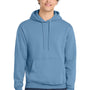 Port & Company Mens Core Pill Resistant Fleece Hooded Sweatshirt Hoodie w/ Pouch Pocket - Tundra Blue - NEW