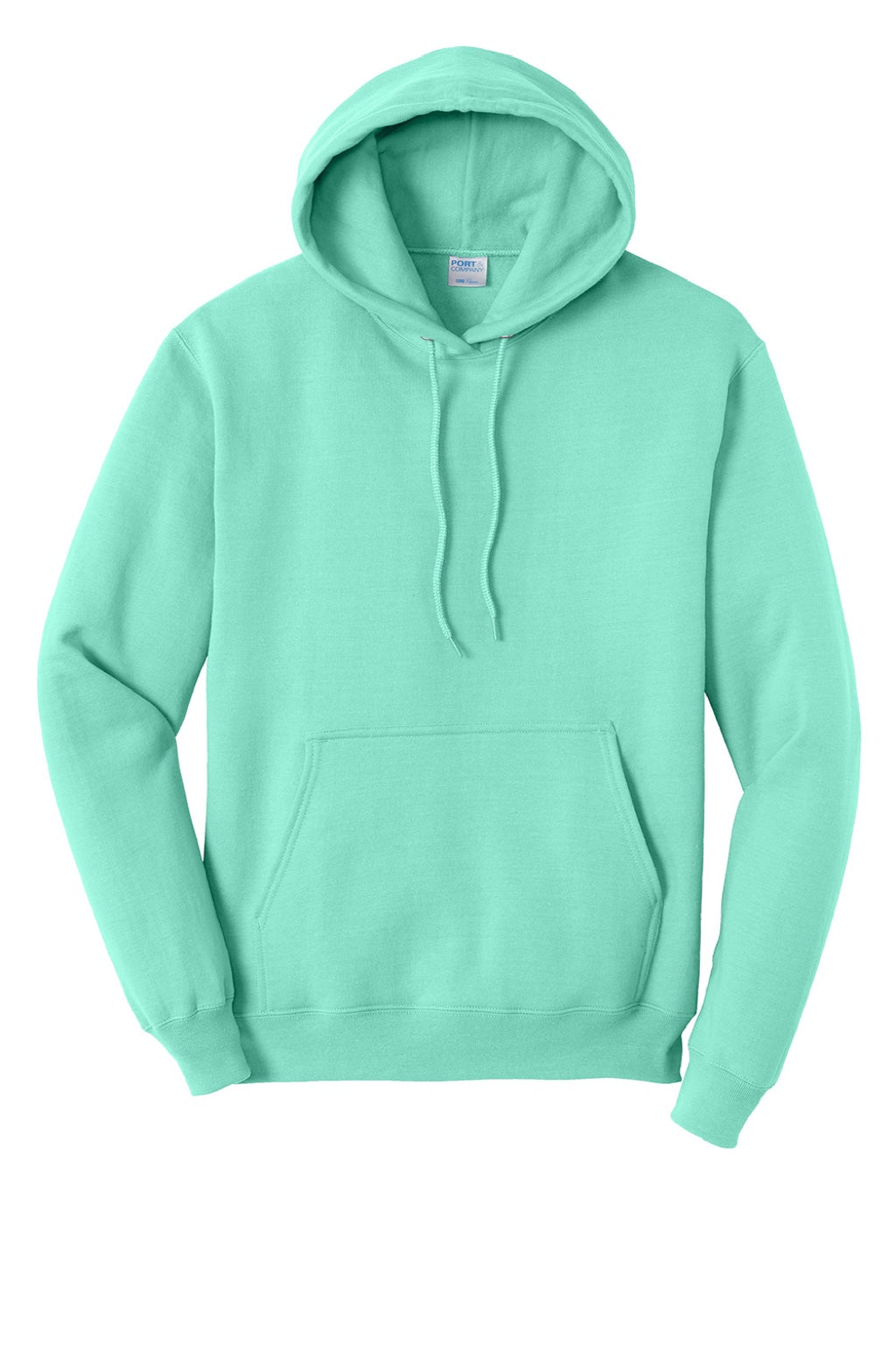 Port & Company PC78H/PC78HT Mens Core Pill Resistant Fleece Hooded Sweatshirt Hoodie w/ Pouch Pocket True Celadon Blue Flat Front