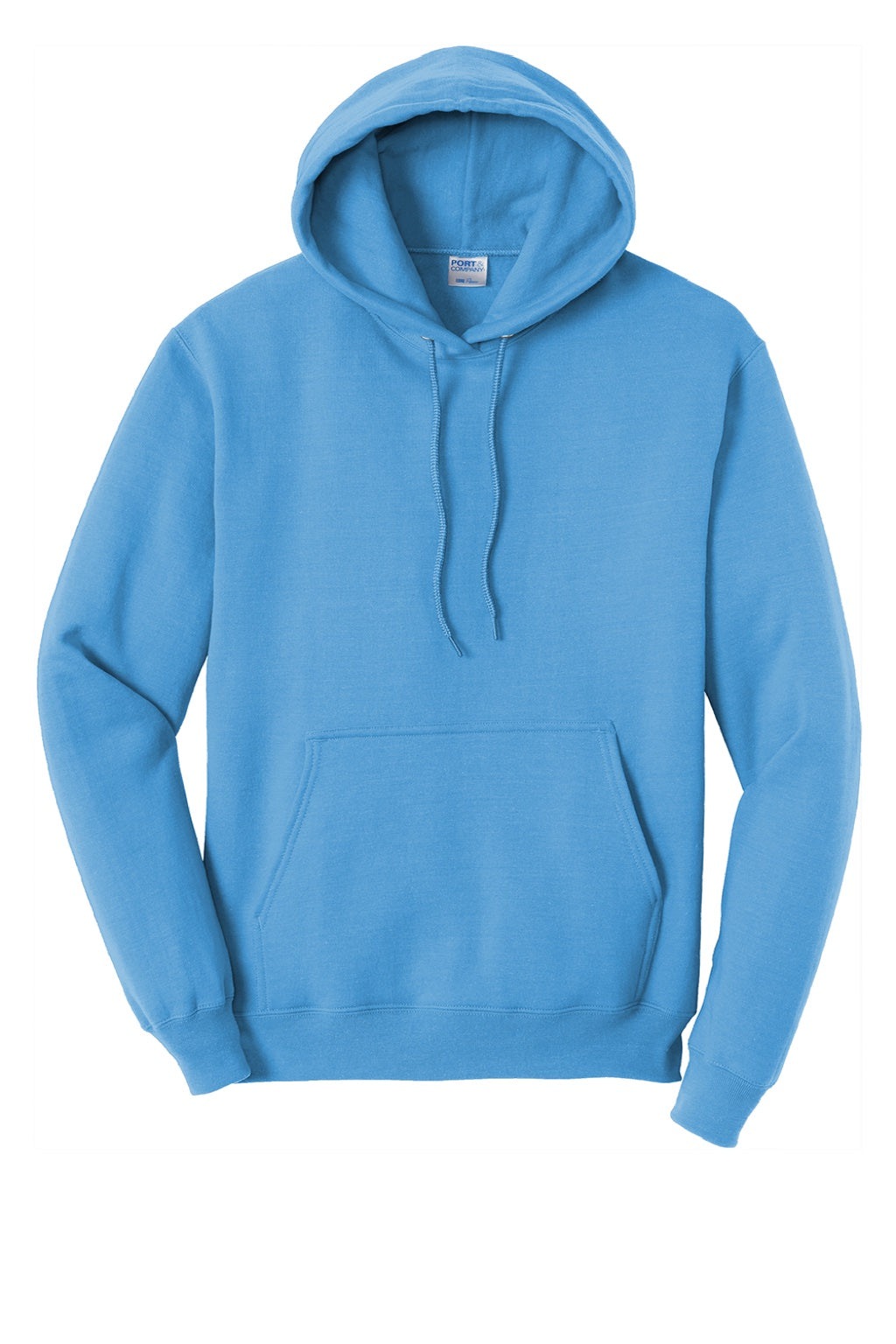 Port & Company PC78H/PC78HT Mens Core Pill Resistant Fleece Hooded Sweatshirt Hoodie w/ Pouch Pocket Aquatic Blue Flat Front