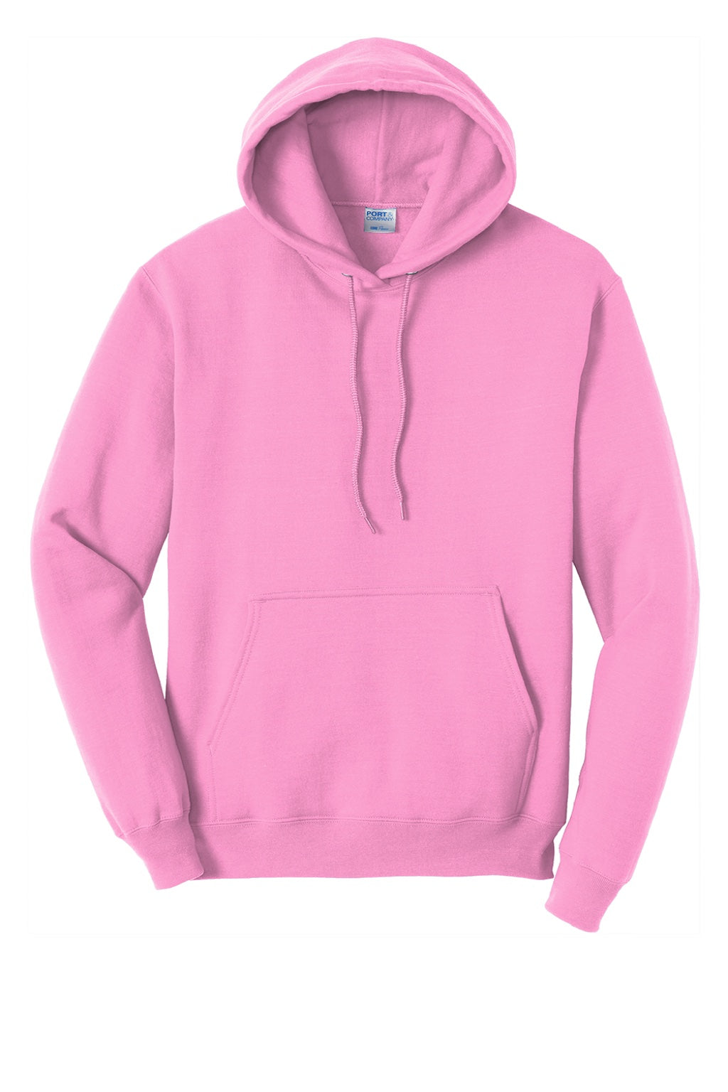 Port & Company PC78H/PC78HT Mens Core Pill Resistant Fleece Hooded Sweatshirt Hoodie w/ Pouch Pocket Candy Pink Flat Front