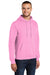 Port & Company PC78H/PC78HT Mens Core Pill Resistant Fleece Hooded Sweatshirt Hoodie w/ Pouch Pocket Candy Pink Model 3q