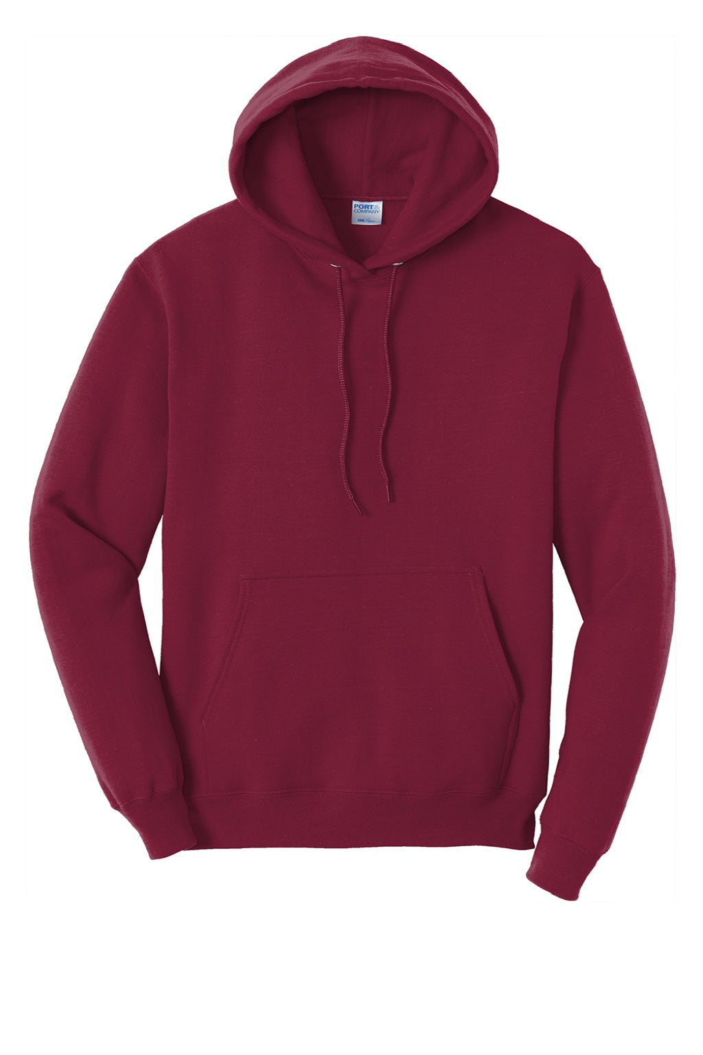 Port & Company PC78H/PC78HT Mens Core Pill Resistant Fleece Hooded Sweatshirt Hoodie w/ Pouch Pocket Cardinal Red Flat Front