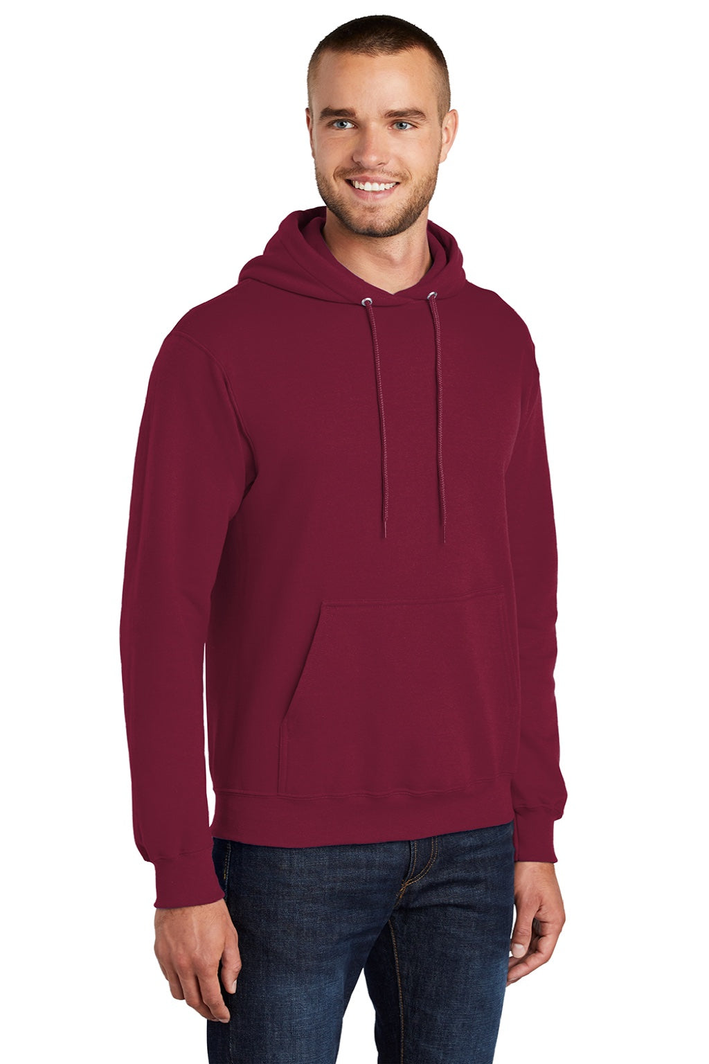 Port & Company PC78H/PC78HT Mens Core Pill Resistant Fleece Hooded Sweatshirt Hoodie w/ Pouch Pocket Cardinal Red Model 3q