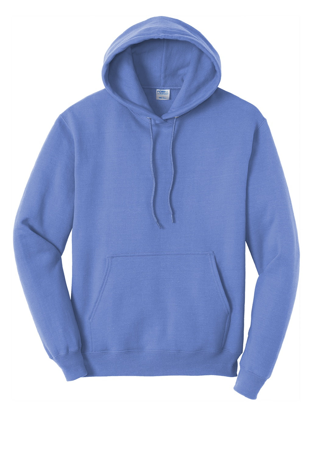Port & Company PC78H/PC78HT Mens Core Pill Resistant Fleece Hooded Sweatshirt Hoodie w/ Pouch Pocket Carolina Blue Flat Front