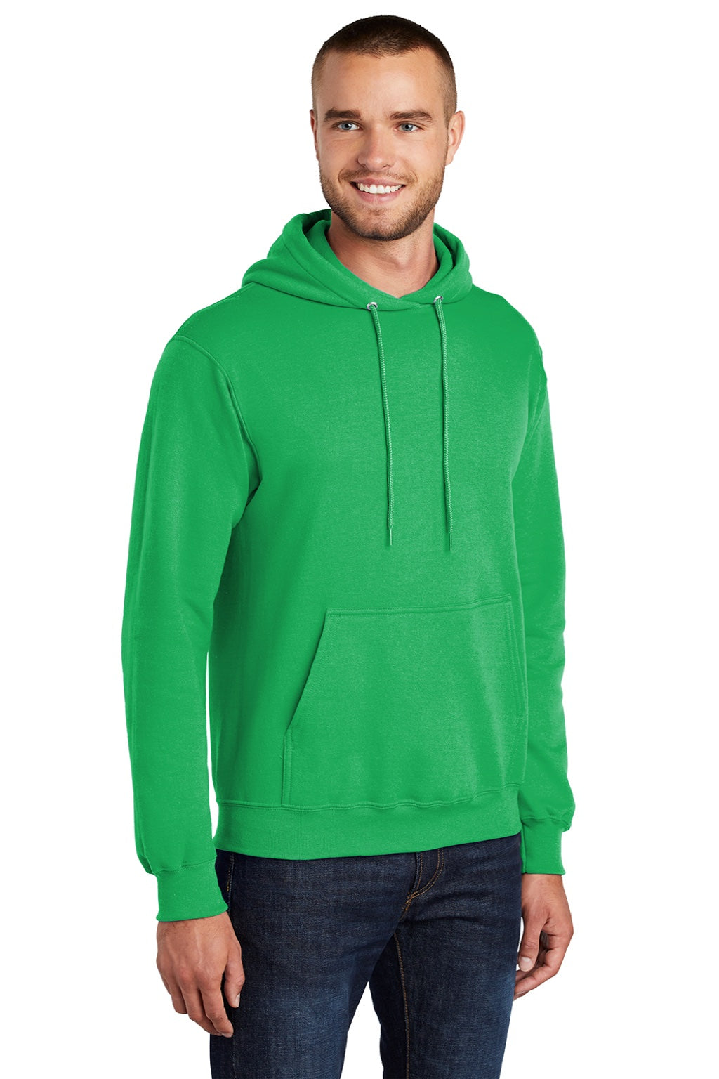 Port & Company PC78H/PC78HT Mens Core Pill Resistant Fleece Hooded Sweatshirt Hoodie w/ Pouch Pocket Clover Green Model 3q