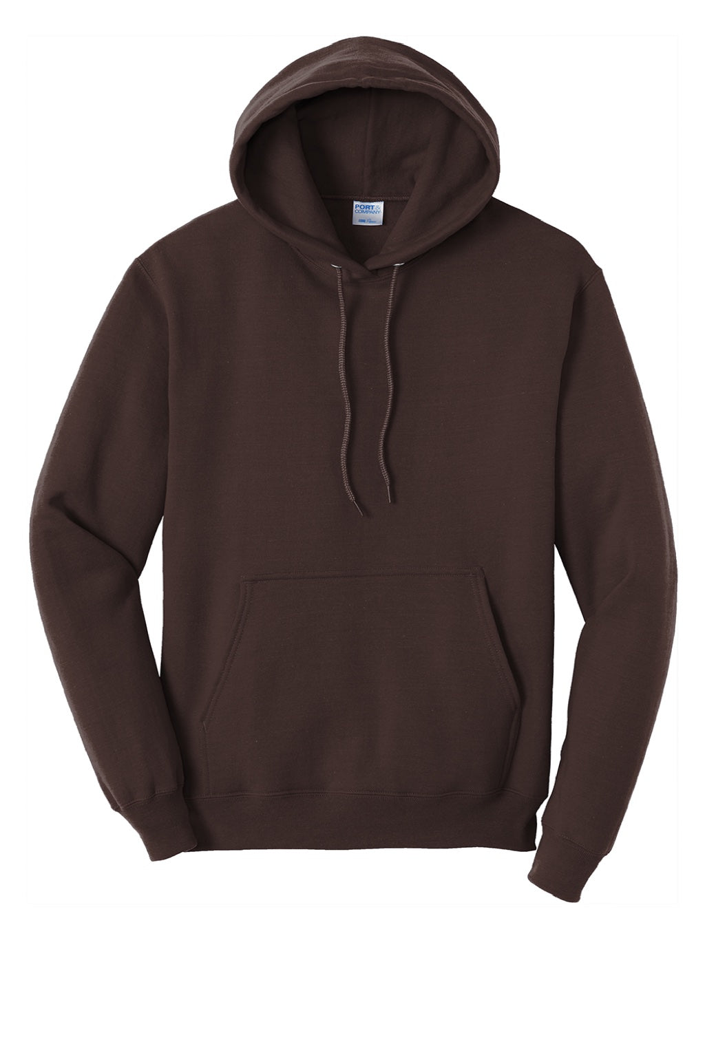 Port & Company PC78H/PC78HT Mens Core Pill Resistant Fleece Hooded Sweatshirt Hoodie w/ Pouch Pocket Dark Chocolate Brown Flat Front