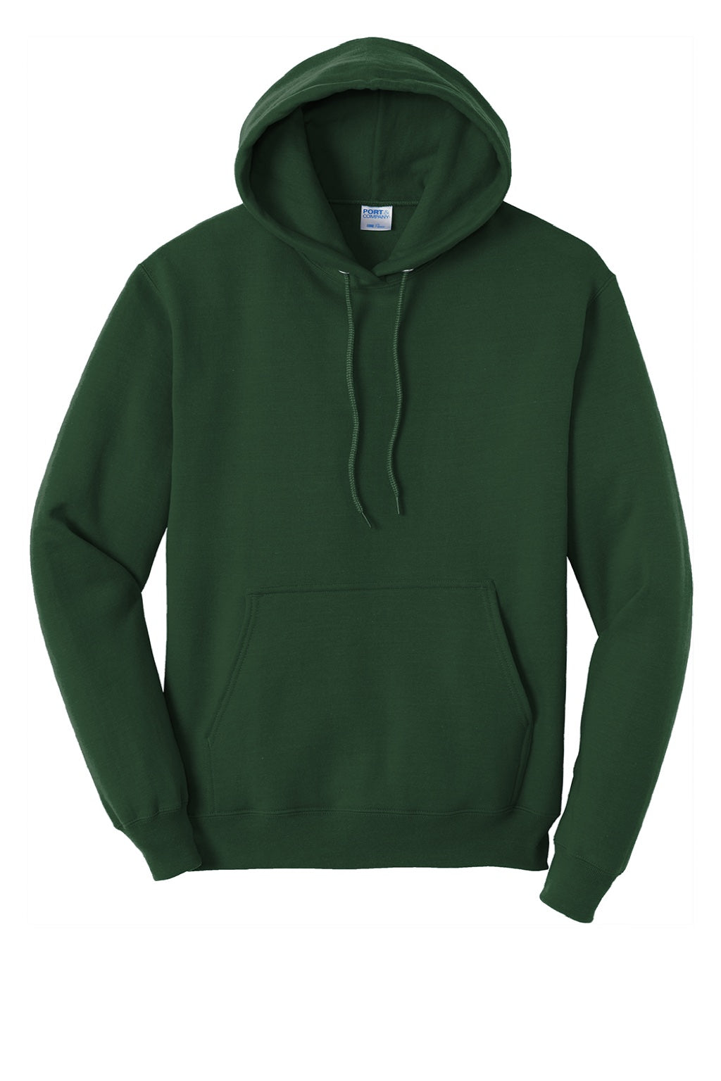 Port & Company PC78H/PC78HT Mens Core Pill Resistant Fleece Hooded Sweatshirt Hoodie w/ Pouch Pocket Dark Green Flat Front
