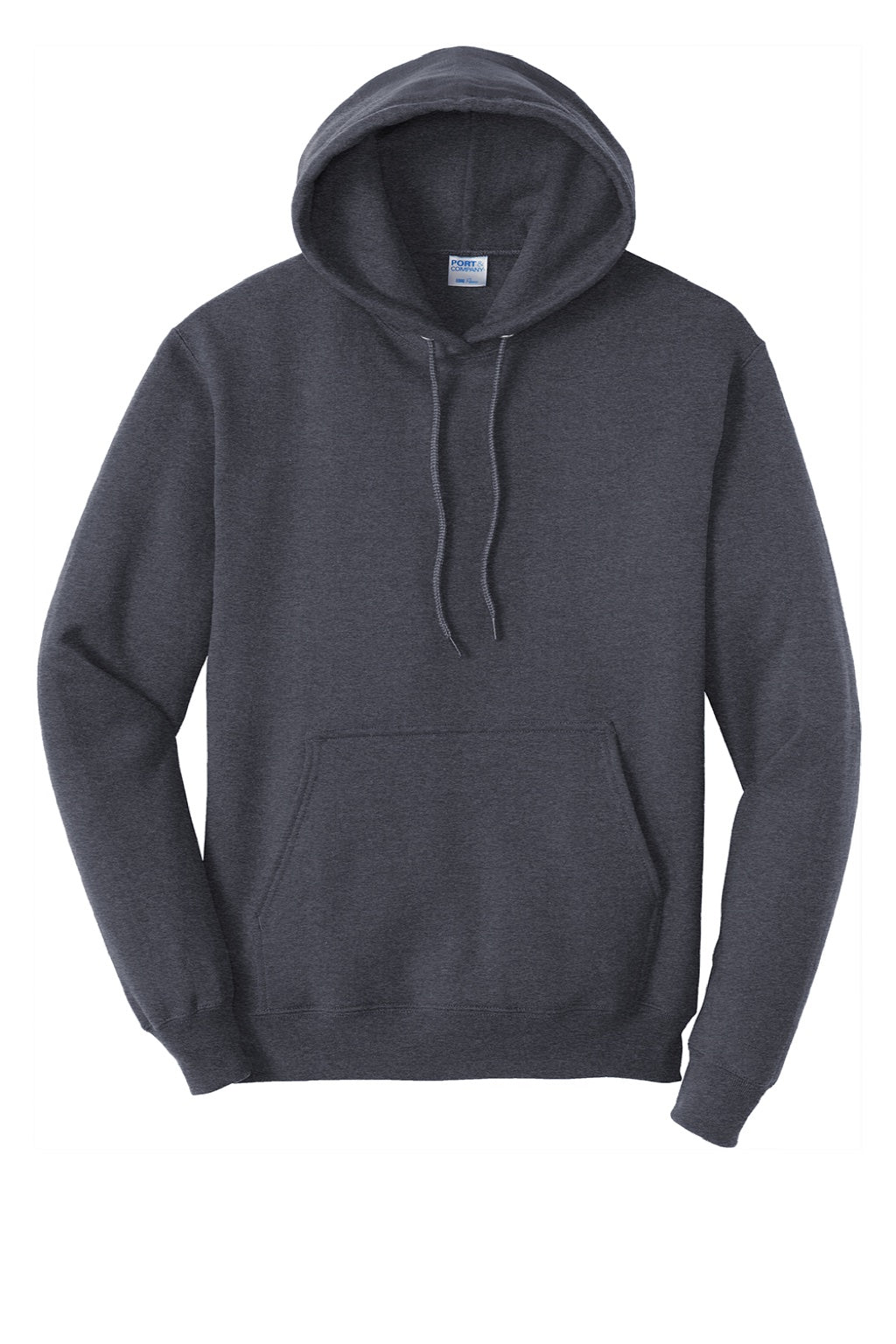 Port & Company PC78H/PC78HT Mens Core Pill Resistant Fleece Hooded Sweatshirt Hoodie w/ Pouch Pocket Heather Navy Blue Flat Front