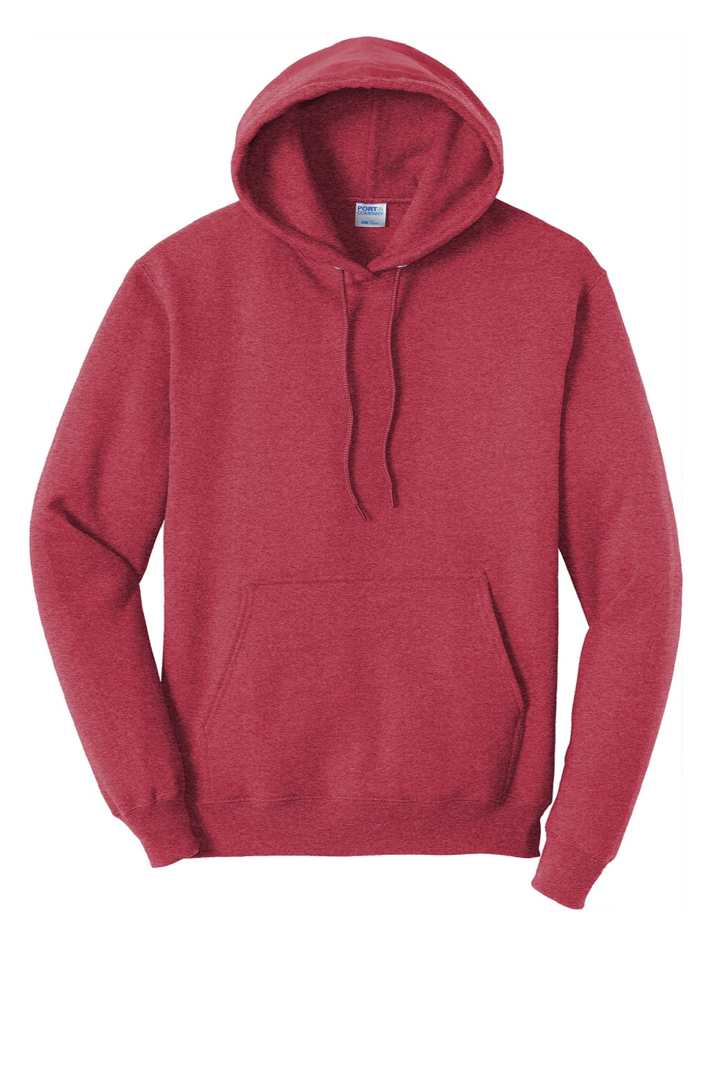 Port & Company PC78H/PC78HT Mens Core Pill Resistant Fleece Hooded Sweatshirt Hoodie w/ Pouch Pocket Heather Red Flat Front