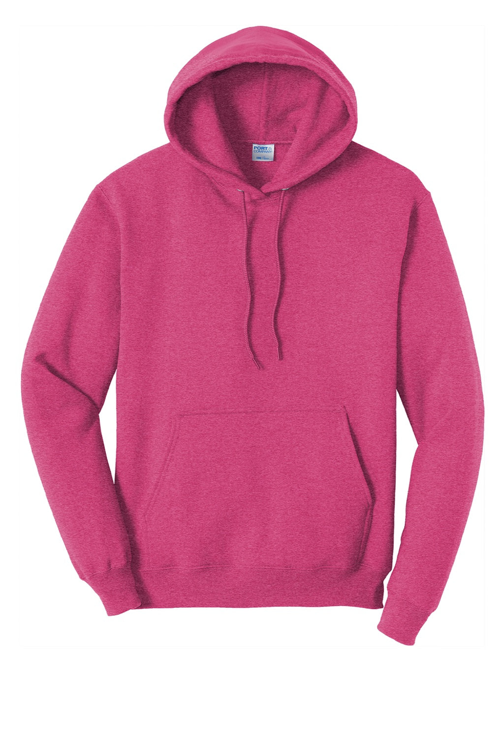 Port & Company PC78H/PC78HT Mens Core Pill Resistant Fleece Hooded Sweatshirt Hoodie w/ Pouch Pocket Heather Sangria Pink Flat Front
