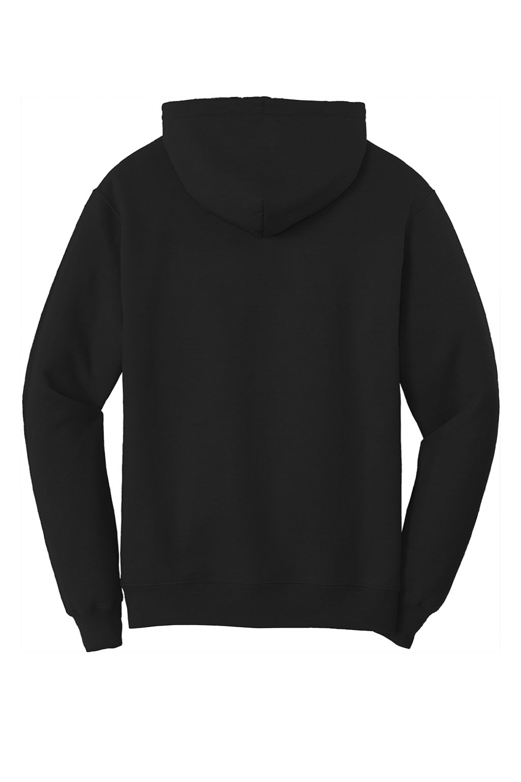 Port & Company PC78H/PC78HT Mens Core Pill Resistant Fleece Hooded Sweatshirt Hoodie w/ Pouch Pocket Jet Black Flat Back