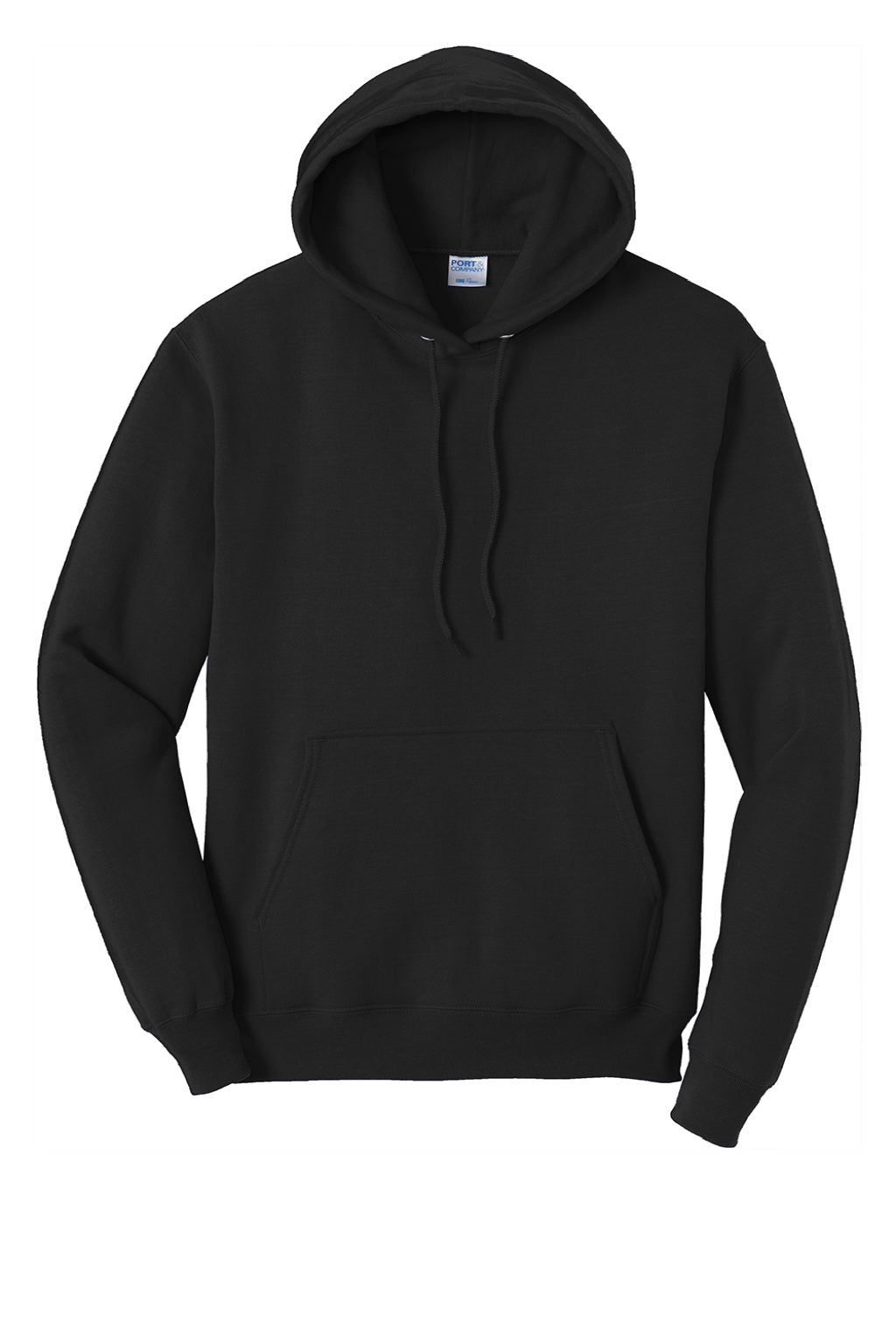 Port & Company PC78H/PC78HT Mens Core Pill Resistant Fleece Hooded Sweatshirt Hoodie w/ Pouch Pocket Jet Black Flat Front