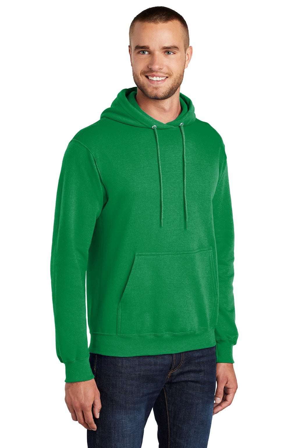 Port & Company PC78H/PC78HT Mens Core Pill Resistant Fleece Hooded Sweatshirt Hoodie w/ Pouch Pocket Kelly Green Model 3q