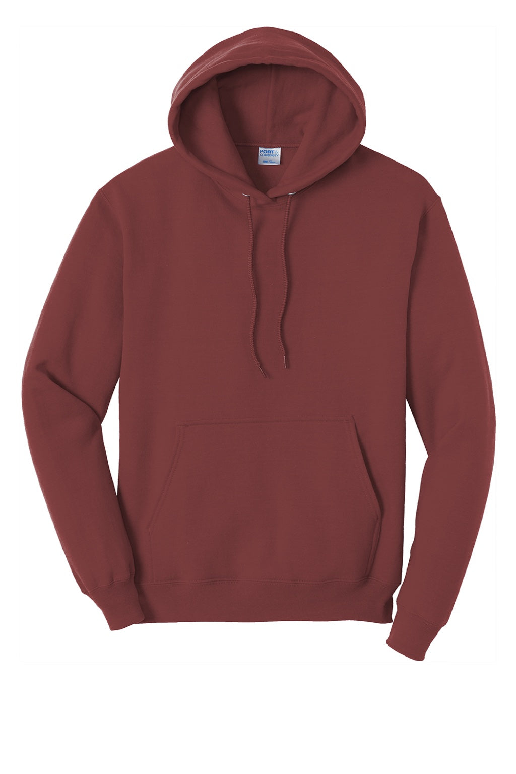 Port & Company PC78H/PC78HT Mens Core Pill Resistant Fleece Hooded Sweatshirt Hoodie w/ Pouch Pocket Maroon Flat Front
