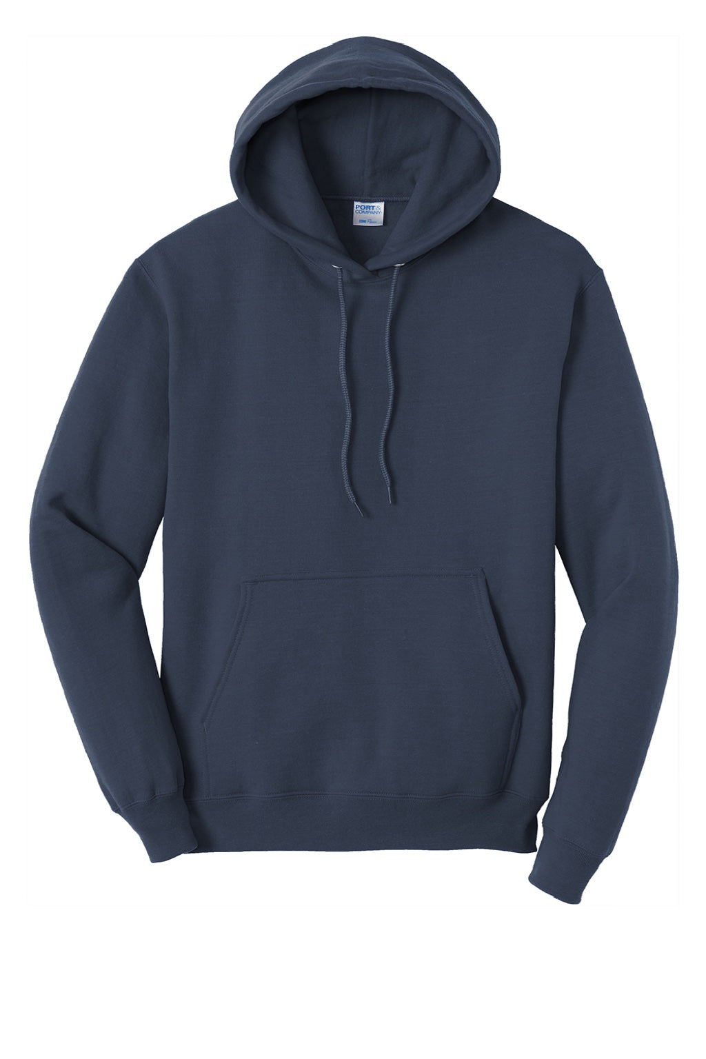 Port & Company PC78H/PC78HT Mens Core Pill Resistant Fleece Hooded Sweatshirt Hoodie w/ Pouch Pocket Navy Blue Flat Front