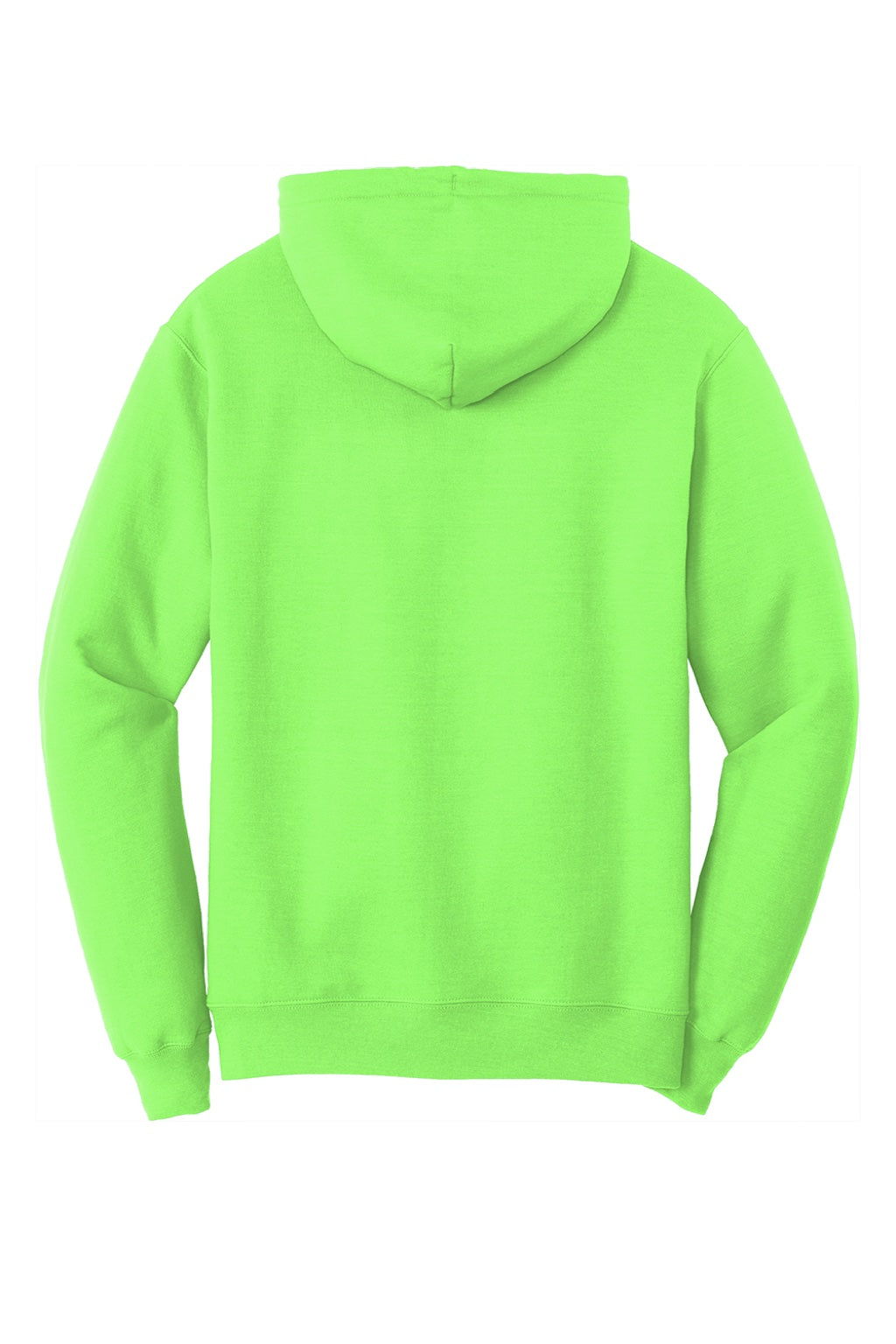 Port & Company PC78H/PC78HT Mens Core Pill Resistant Fleece Hooded Sweatshirt Hoodie w/ Pouch Pocket Neon Green Flat Back