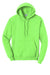 Port & Company PC78H/PC78HT Mens Core Pill Resistant Fleece Hooded Sweatshirt Hoodie w/ Pouch Pocket Neon Green Flat Front